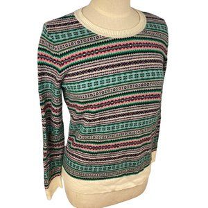 Talbots Wool Blend Fair Isle Sweater Stripe Bold Ski-Après Nordic Cabincore-MP